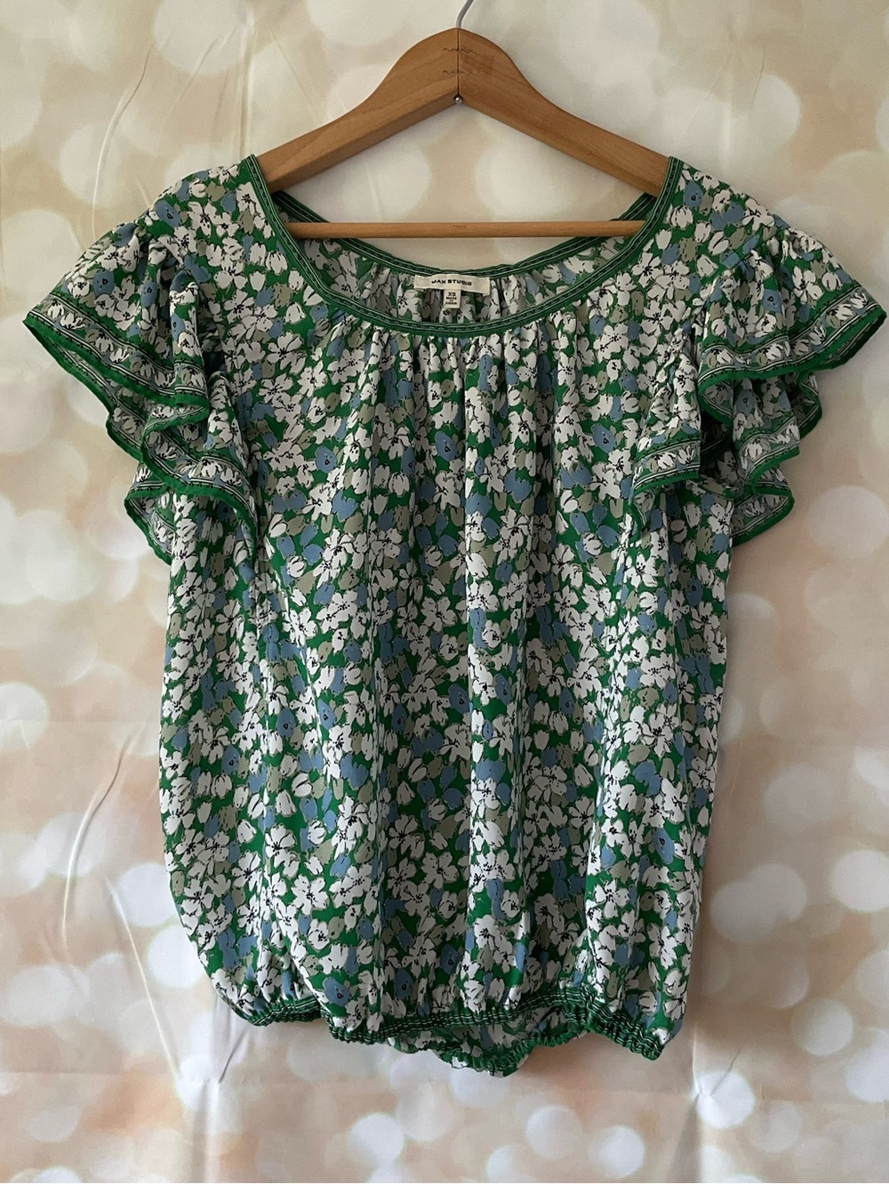 Max Studio Sheer Green Floral Blouse
